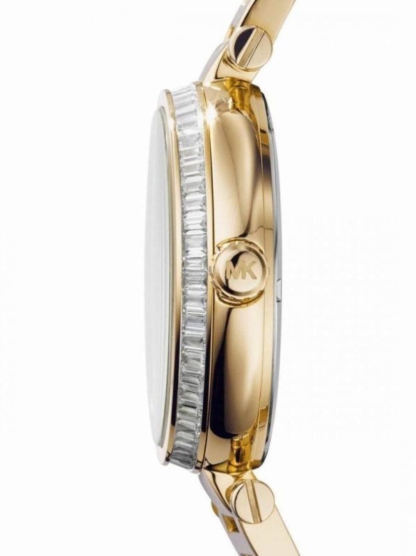 Montre femme Michael Kors 43 mm réf. MK6065, bracelet acier, mouvement quartz – vue de trois-quarts