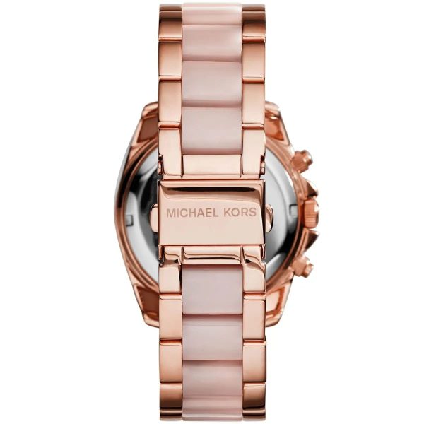 Montre femme Michael Kors Blair 39 mm réf. MK5943, cadran rose, bracelet acier – vue de trois-quarts