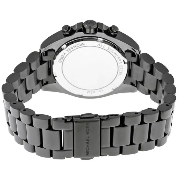 Montre femme Michael Kors Bradshaw 36 mm réf. MK6058, cadran noir, bracelet acier – vue rapprochée