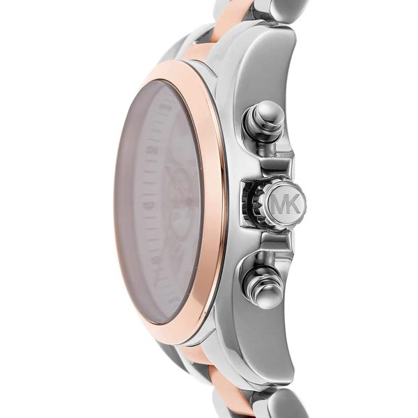 Montre femme Michael Kors Bradshaw 36 mm réf. MK7258, cadran blanc, bracelet acier – vue de trois-quarts