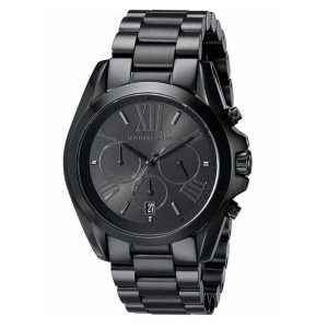 Montre femme Michael Kors Bradshaw Glamour réf. MK5550, chronographe quartz, boîtier 43 mm, acier inoxydable – vue principale, Horlova Maroc