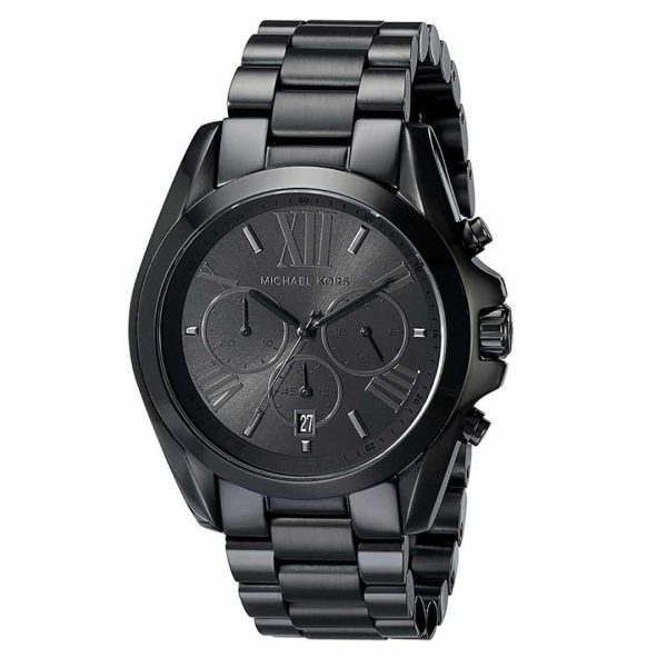 Montre femme Michael Kors Bradshaw Glamour réf. MK5550, chronographe quartz, boîtier 43 mm, acier inoxydable – vue principale, Horlova Maroc