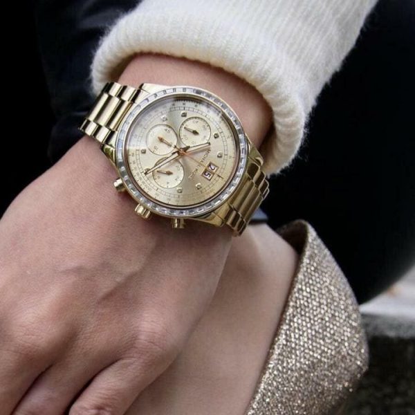 Montre femme Michael Kors Brinkley réf. MK6187, chronographe quartz, boîtier 40 mm, acier inoxydable – deuxième vue
