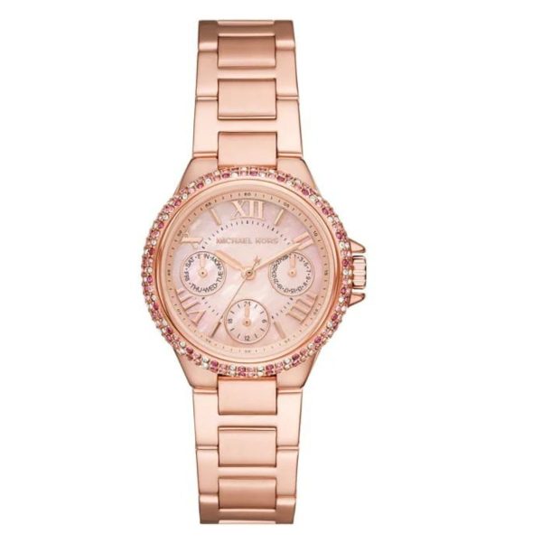 Montre femme Michael Kors Camille 33 mm réf. MK7273, cadran nacré, bracelet acier, mouvement quartz – vue de face | Horlova Maroc