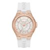 Montre femme Michael Kors Camille 43 mm réf. MK7248, cadran blanc, bracelet silicone, mouvement quartz – vue de face | Horlova Maroc