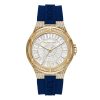 Montre femme Michael Kors Camille 43 mm réf. MK7333, cadran blanc, bracelet silicone, mouvement quartz – vue de face | Horlova Maroc