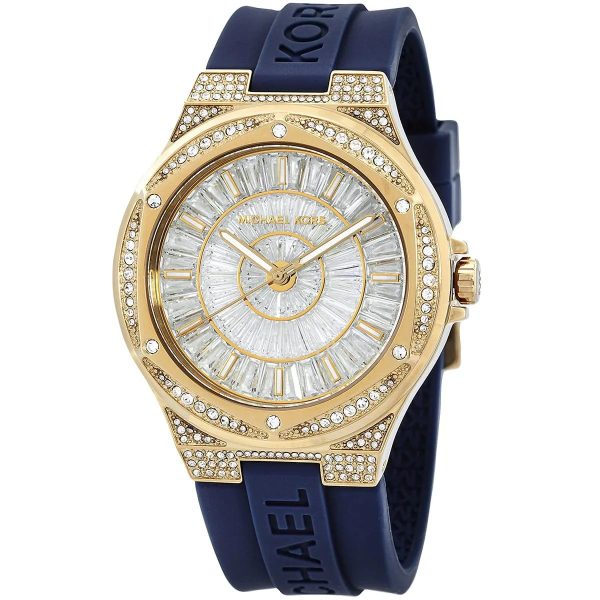Montre femme Michael Kors Camille 43 mm réf. MK7333, cadran blanc, bracelet silicone – vue rapprochée