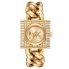 Montre femme Michael Kors Chain Lock 25 mm réf. MK4711, cadran doré, mouvement quartz – vue de face | Horlova Maroc