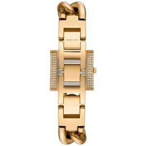 Montre femme Michael Kors Chain Lock 25 mm réf. MK4711, cadran doré, mouvement quartz – vue de trois-quarts