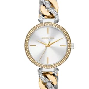 Montre femme Michael Kors Chaîne 38 mm réf. MK4633, cadran blanc, bracelet acier, mouvement quartz – vue de face | Horlova Maroc