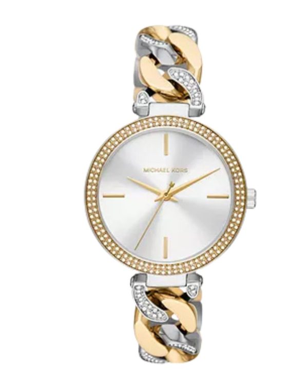 Montre femme Michael Kors Chaîne 38 mm réf. MK4633, cadran blanc, bracelet acier, mouvement quartz – vue de face | Horlova Maroc