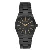 Montre femme Michael Kors Channing 36 mm réf. MK6625, cadran noir, bracelet acier, mouvement quartz – vue de face | Horlova Maroc