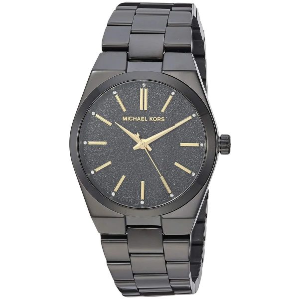 Montre femme Michael Kors Channing 36 mm réf. MK6625, cadran noir, bracelet acier – autre angle