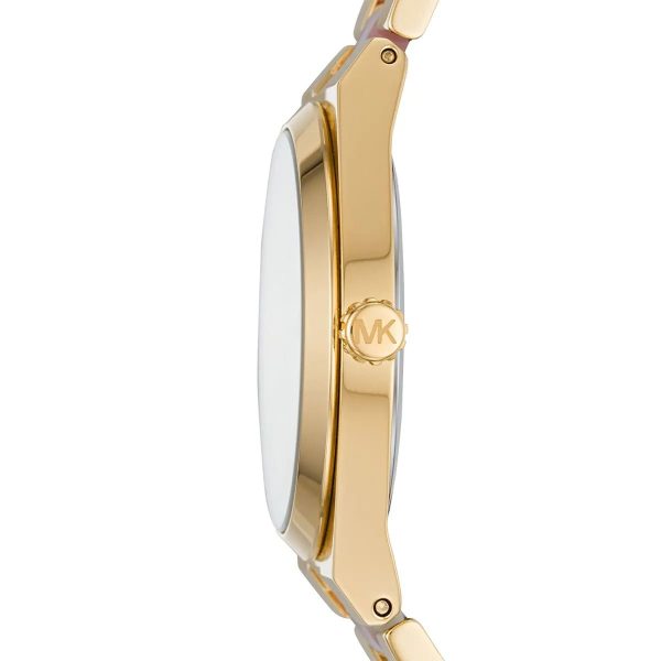 Montre femme Michael Kors Channing 36 mm réf. MK6650, cadran rose, bracelet acier – vue de trois-quarts