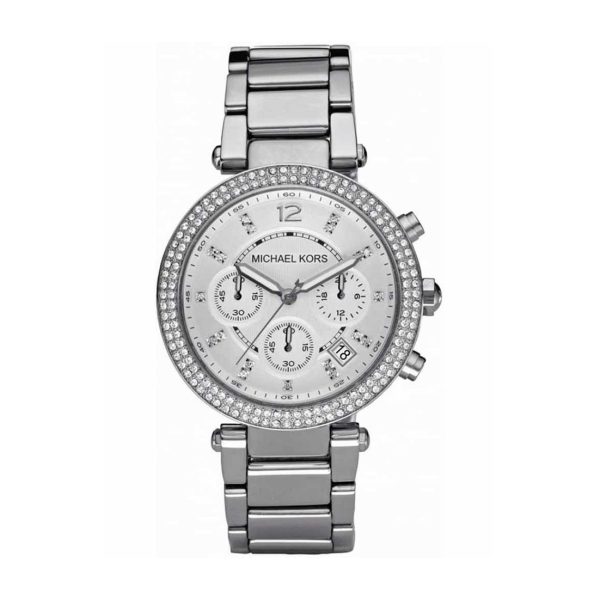 Montre femme Michael Kors Chronographe 39 mm réf. MK5353, bracelet acier – vue de trois-quarts