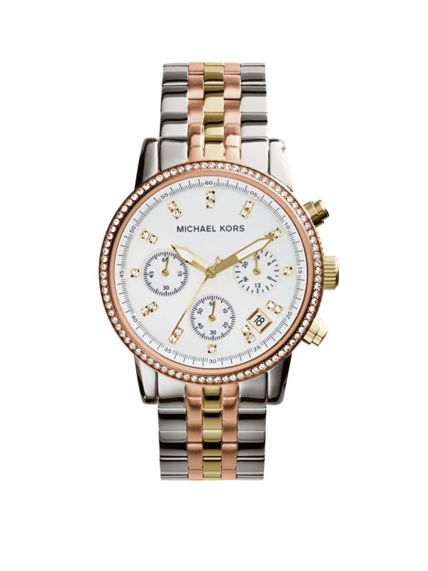 Montre femme Michael Kors Chronographe Argentée 36 mm réf. MK5650, bracelet acier – vue de face | Horlova Maroc