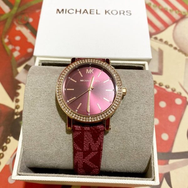 Montre femme Michael Kors Corey réf. MKO1025, mouvement quartz, boîtier 32 mm, cuir, verre minéral – troisième vue