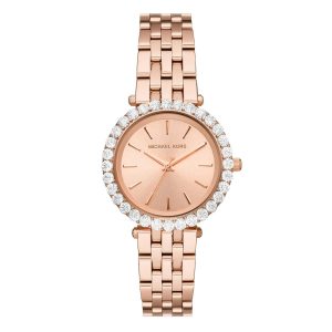 Montre femme Michael Kors Darci 26 mm réf. MK4514, cadran rose, bracelet acier, mouvement quartz – vue de face | Horlova Maroc