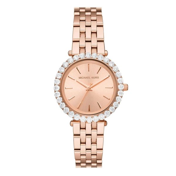 Montre femme Michael Kors Darci 26 mm réf. MK4514, cadran rose, bracelet acier, mouvement quartz – vue de face | Horlova Maroc