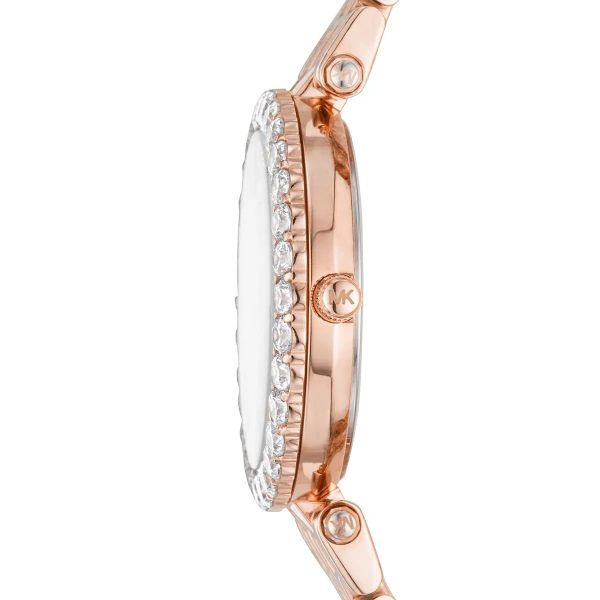 Montre femme Michael Kors Darci 26 mm réf. MK4514, cadran rose, bracelet acier – vue de trois-quarts