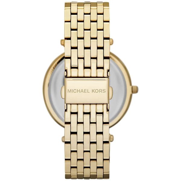 Montre femme Michael Kors Darci 39 mm réf. MK3216, cadran doré, bracelet acier – vue de trois-quarts