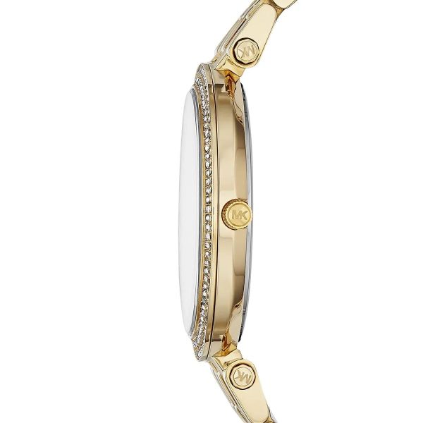 Montre femme Michael Kors Darci 39 mm réf. MK3216, cadran doré, bracelet acier – vue rapprochée