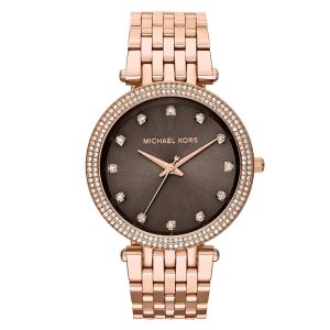 Montre femme Michael Kors Darci 39 mm réf. MK3217, cadran marron, bracelet acier, mouvement quartz – vue de face | Horlova Maroc