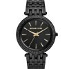 Montre femme Michael Kors Darci 39 mm réf. MK3337, cadran noir, bracelet acier, mouvement quartz – vue de face | Horlova Maroc