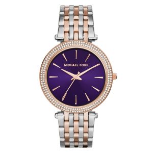 Montre femme Michael Kors Darci 39 mm réf. MK3353, cadran bleu, bracelet acier, mouvement quartz – vue de face | Horlova Maroc