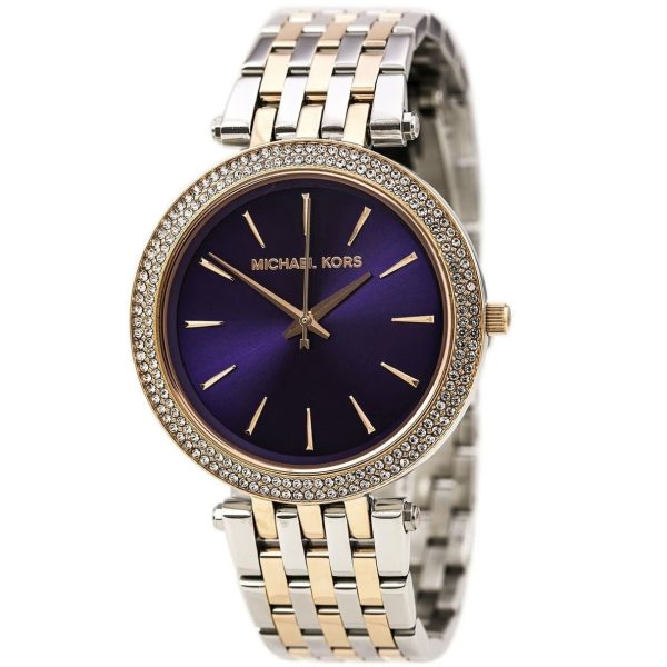 Montre femme Michael Kors Darci 39 mm réf. MK3353, cadran bleu, bracelet acier – vue rapprochée
