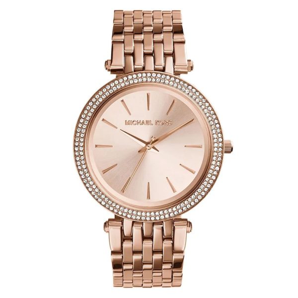 Montre femme Michael Kors Darci Rose Gold 39 mm réf. MK3192, cadran rose, bracelet acier, mouvement quartz – vue de face | Horlova Maroc