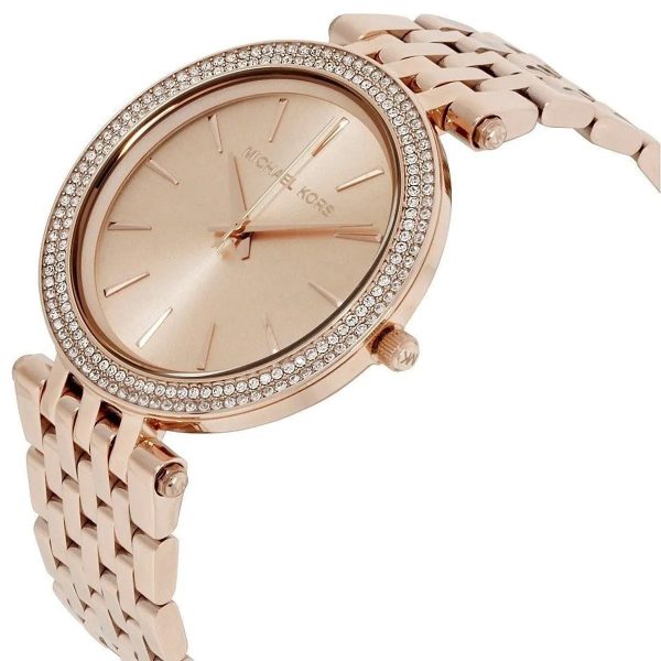 Montre femme Michael Kors Darci Rose Gold 39 mm réf. MK3192, cadran rose, bracelet acier – autre angle