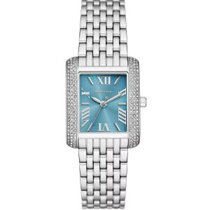 Montre femme Michael Kors Emery 27 mm réf. MK4829, cadran bleu, bracelet acier, mouvement quartz – vue de face | Horlova Maroc