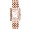 Montre femme Michael Kors Emery 33 mm réf. MK4743, cadran blanc, bracelet acier, mouvement quartz – vue de face | Horlova Maroc
