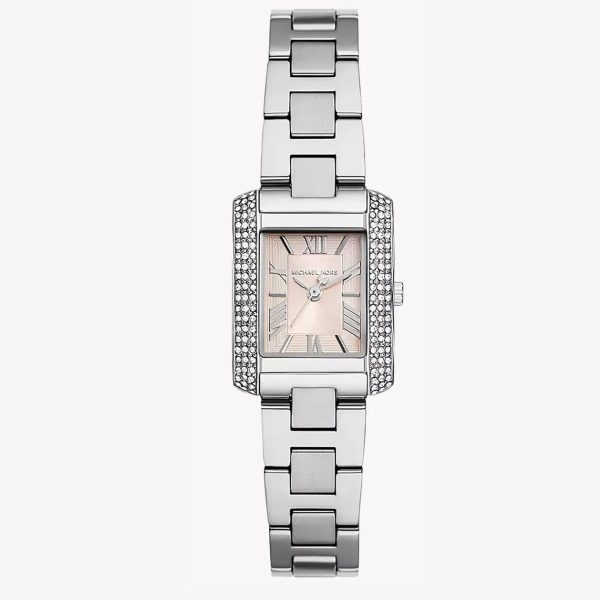 Montre femme Michael Kors Emery Set 22 mm réf. MK7514, cadran rose, bracelet acier, mouvement quartz – vue de face | Horlova Maroc
