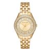 Montre femme Michael Kors Harlowe 38 mm réf. MK4709, cadran doré, bracelet acier, mouvement quartz – vue de face | Horlova Maroc