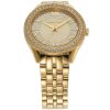 Montre femme Michael Kors Harlowe 38 mm réf. MK4709, cadran doré, bracelet acier – vue de trois-quarts