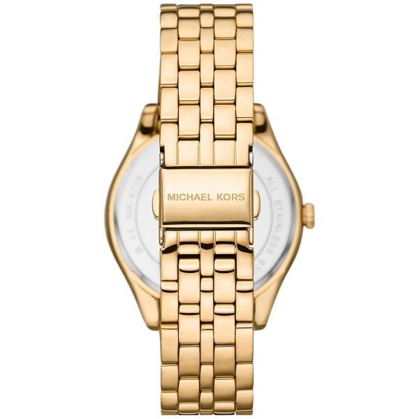 Montre femme Michael Kors Harlowe 38 mm réf. MK4709, cadran doré, bracelet acier – autre angle