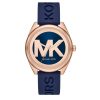 Montre femme Michael Kors Janelle 42 mm réf. MK7140, cadran bleu, bracelet silicone, mouvement quartz – vue de face | Horlova Maroc