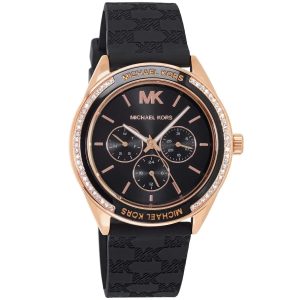 Montre femme Michael Kors Jessa 40 mm réf. MK7373, cadran noir, mouvement quartz – vue de trois-quarts