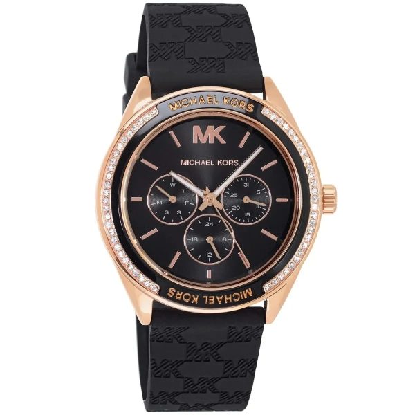 Montre femme Michael Kors Jessa 40 mm réf. MK7373, cadran noir, mouvement quartz – vue de trois-quarts