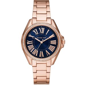 Montre femme Michael Kors Kacie 39 mm réf. MK6930, cadran bleu, bracelet acier, mouvement quartz – vue de face | Horlova Maroc