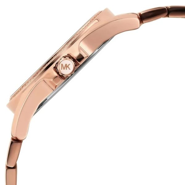 Montre femme Michael Kors Kacie 39 mm réf. MK6930, cadran bleu, bracelet acier – autre angle