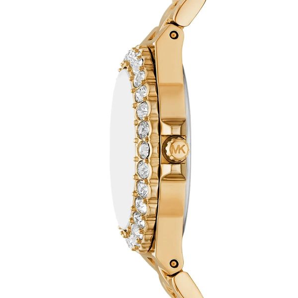 Montre femme Michael Kors Lennox 30 mm réf. MK7394, cadran noir, bracelet acier – vue de trois-quarts