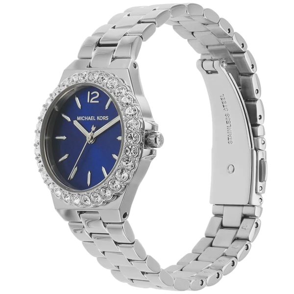 Montre femme Michael Kors Lennox 30 mm réf. MK7397, cadran bleu, bracelet acier – autre angle