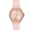 Montre femme Michael Kors Lennox 37 mm réf. MK7282, cadran rose, bracelet silicone, mouvement quartz – vue de face | Horlova Maroc
