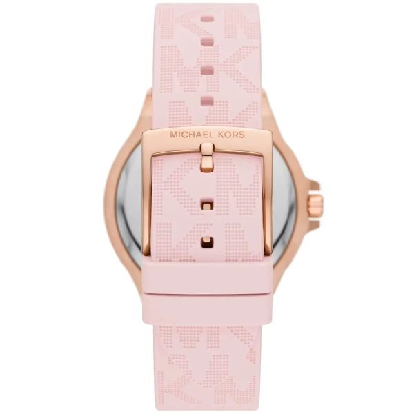 Montre femme Michael Kors Lennox 37 mm réf. MK7282, cadran rose, bracelet silicone – autre angle