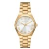 Montre femme Michael Kors Lennox 37 mm réf. MK7391, cadran blanc, bracelet acier, mouvement quartz – vue de face | Horlova Maroc