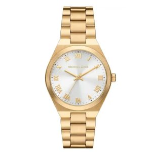Montre femme Michael Kors Lennox 37 mm réf. MK7391, cadran blanc, bracelet acier, mouvement quartz – vue de face | Horlova Maroc