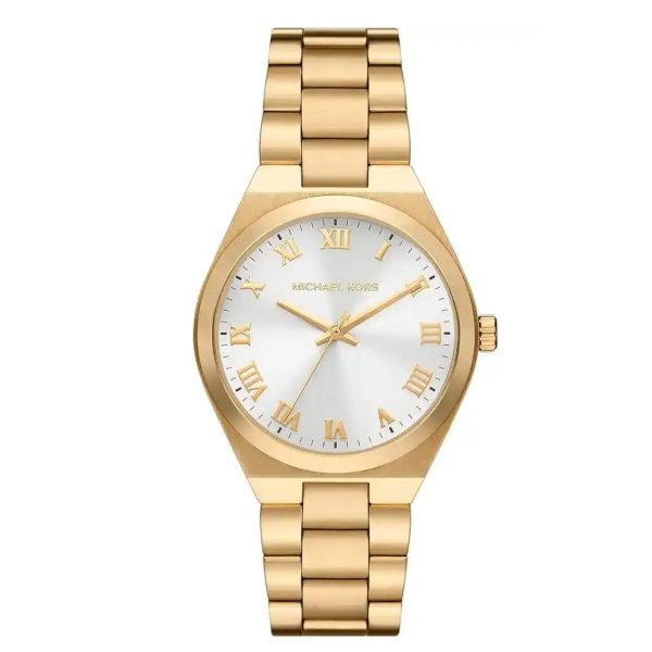 Montre femme Michael Kors Lennox 37 mm réf. MK7391, cadran blanc, bracelet acier, mouvement quartz – vue de face | Horlova Maroc
